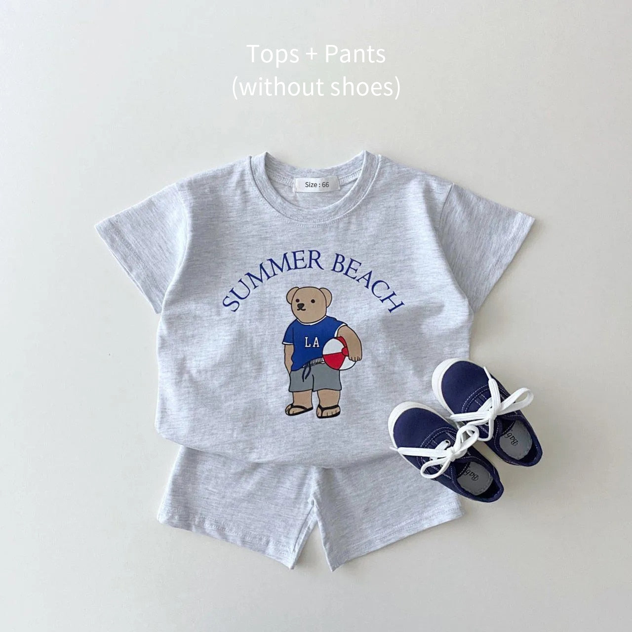JOSH Summer Embroidered Bear T-shirts + Casual Shorts - GuGuTon
