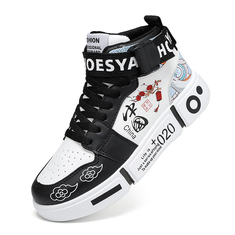 Autumn Children Brand Shoes Boys High Top Leather Kids