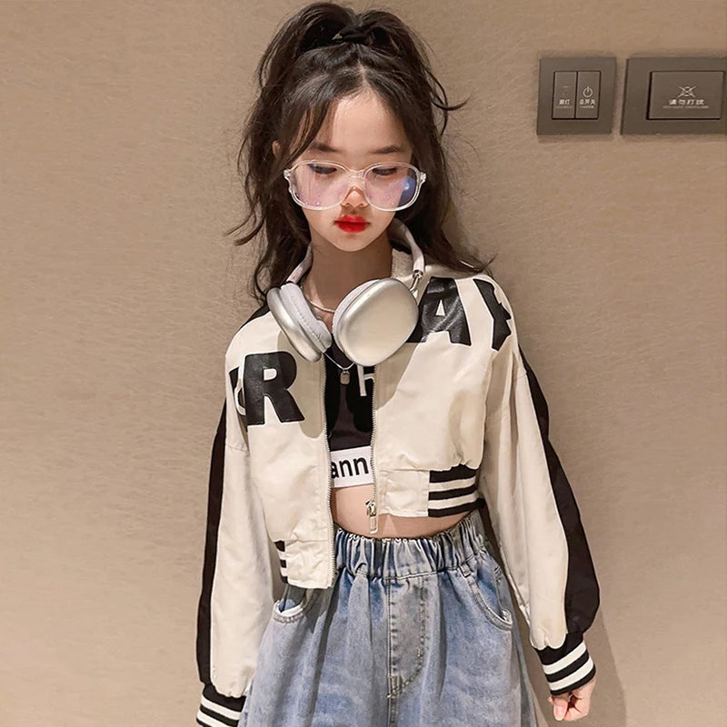 Jhanna Autumn Girls Jacket Fashion Letter Zipper