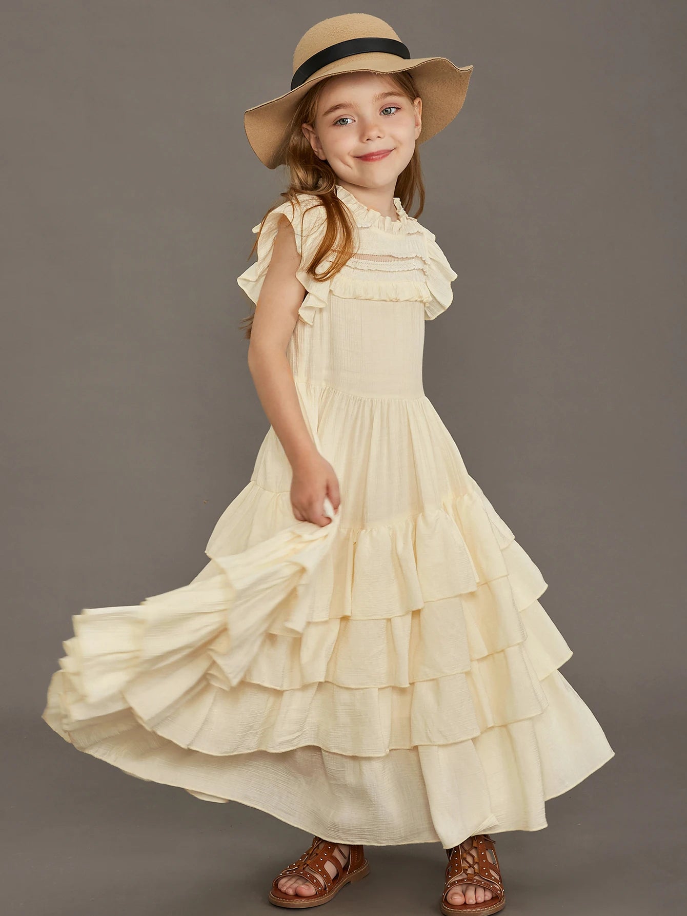 Girls' New Lace Irregular Skirt Long Fashion Princess Dress