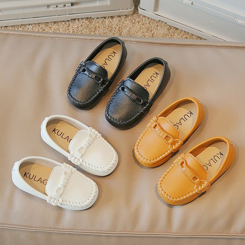 Boys Leather Shoes Black White for School Party