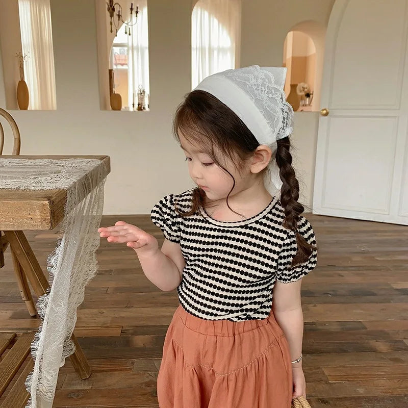 Charlotte Baby Girls Striped T-shirts Bowknot Backless
