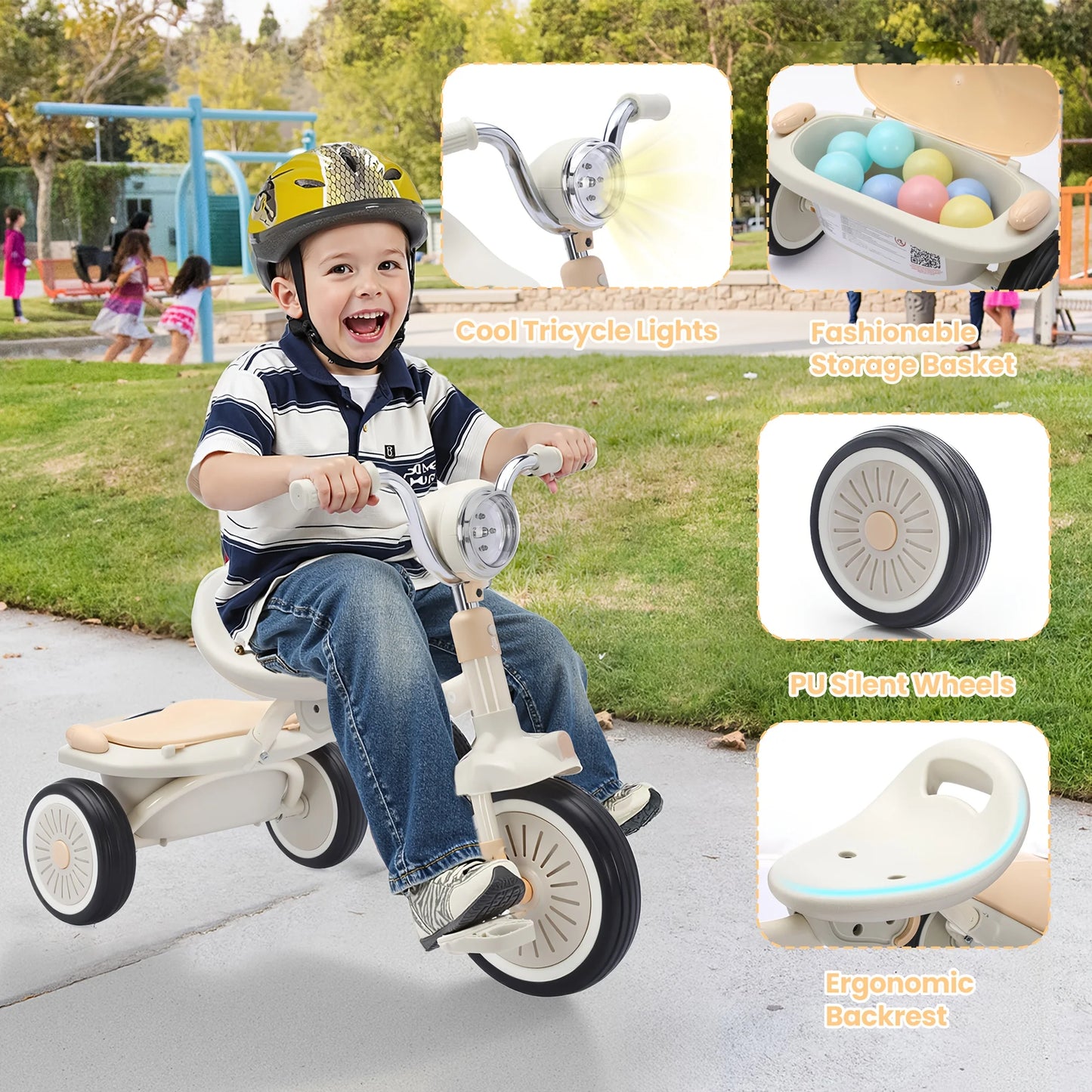 4-in-1 Kids Tricycle – 3-Wheel Baby Bicycle Toy for 1-5 Year Old Toddlers, Balance Bike Mode, Ideal Gift for Boys & Girls