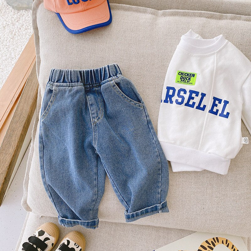 Yomel 1-7Years Toddler Kids Elastic Waist Loose Soft Trousers Autumn Clothes