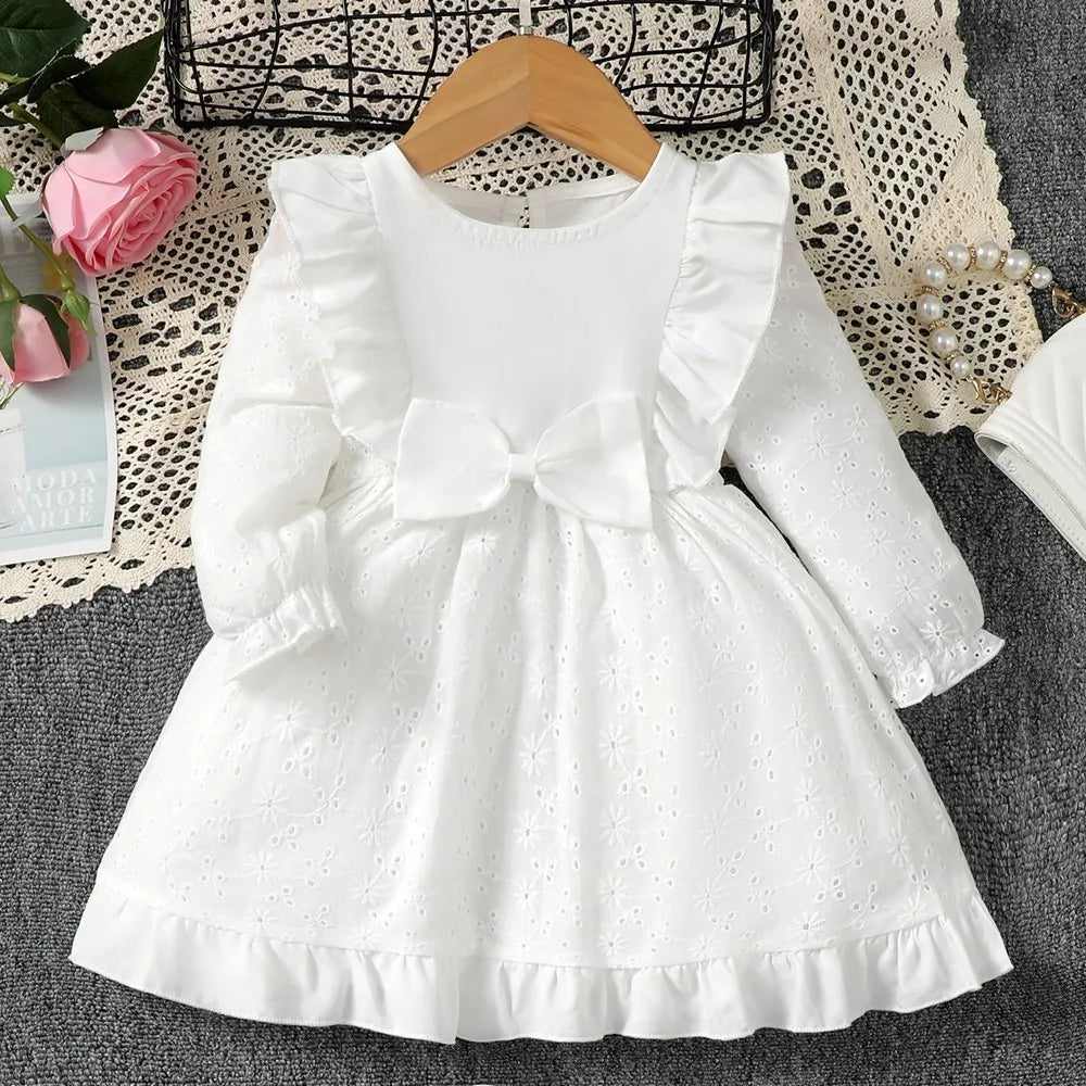 Autumn Baby Dresses Long Sleeved White Wedding Flower Dress