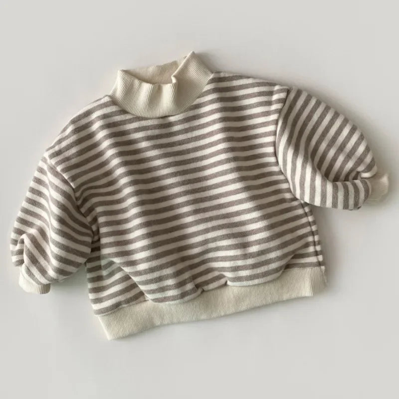 Kiba Cotton Stripes High Neck Sweater