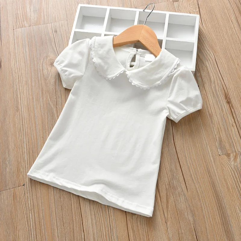 Mia Winter Girls Clothes Sleeve T-shirt Cotton Solid Round Neck Casual