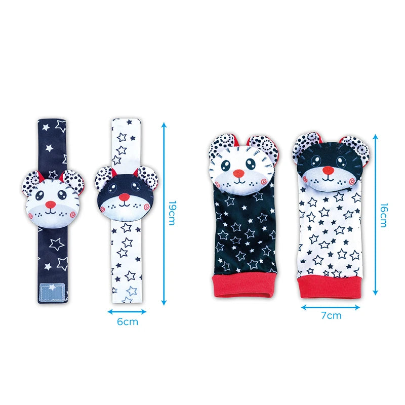 Baby Wrist Rattles Socks Newborn Animal Socks Infants Foot Finder 0-12 Months