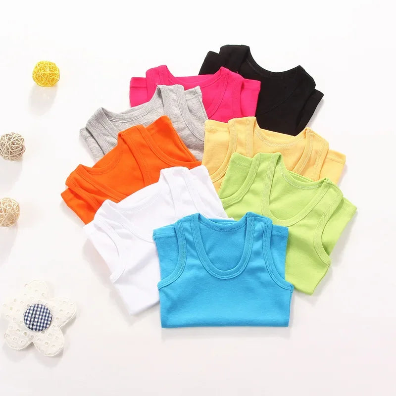 Laia T-shirts Children Summer Outfit Kid Girl Solid Clothes Cotton