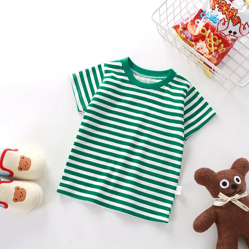 Isabella Girls summer New Striped Baby Thin Section