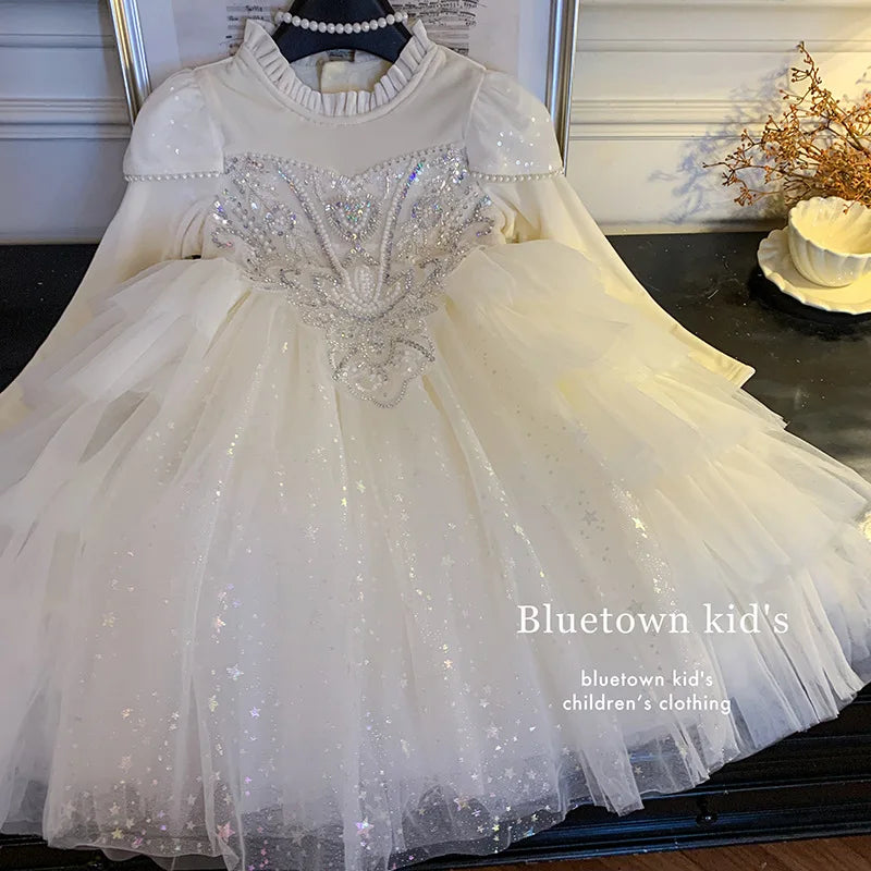 Girls' Winter Dress Light Luxury High End Birthday Banquet Performance Princess Dress