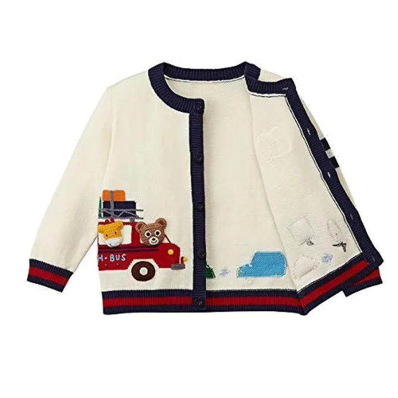 Yariel Cartoon Bear Car Embroidery Sweater