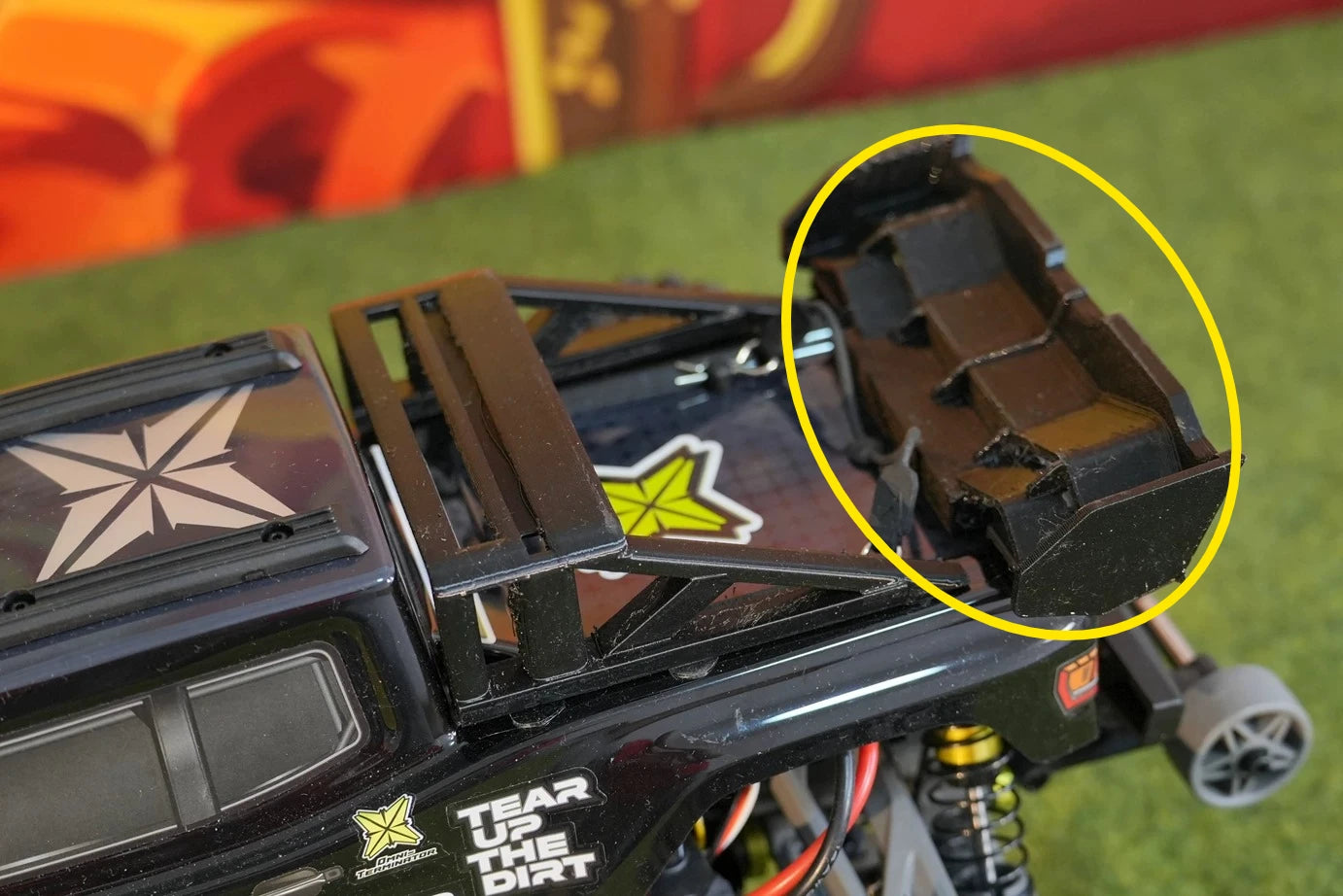 RLAARLO Omni Terminator 1/10 RC Monster Truck Roll Cage & Wing Spoiler, Soft TPU Body Protection No-Drill Upgrade OP Parts