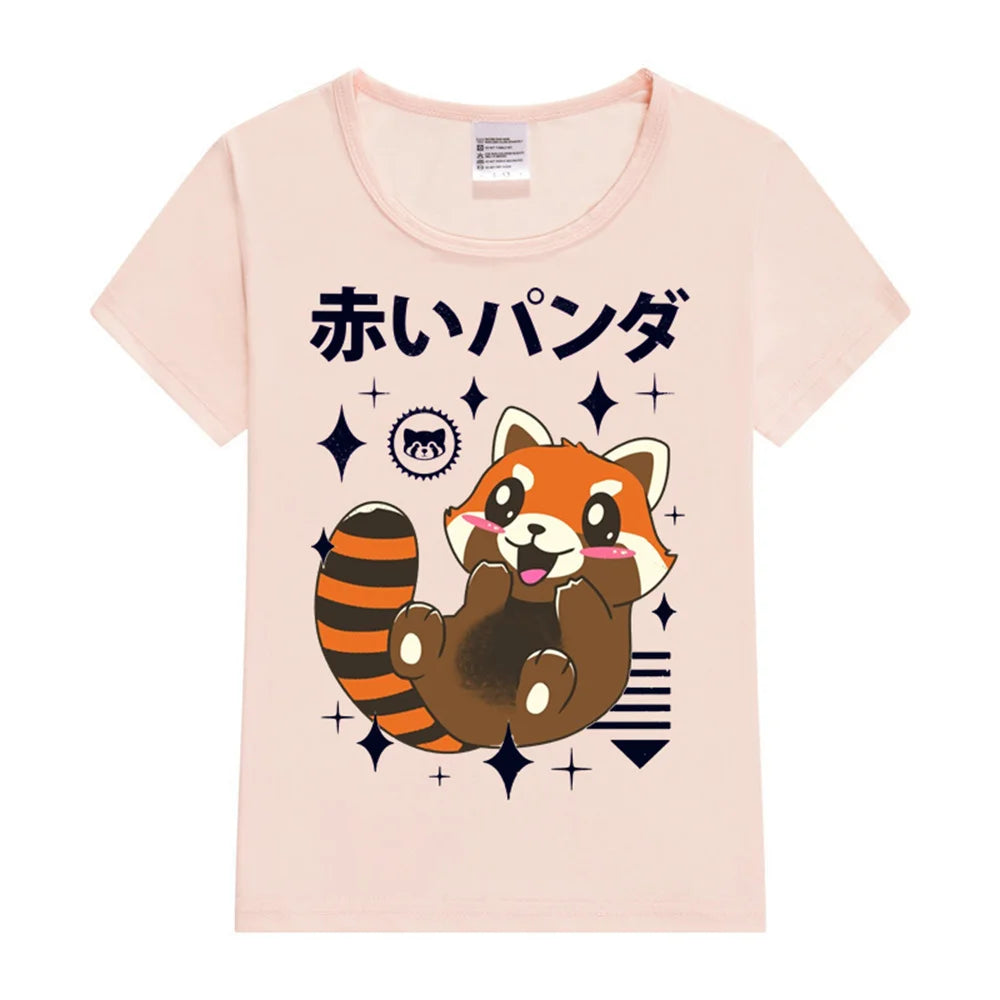 Karil Red Panda Short Sleeve O-Neck T-Shirt