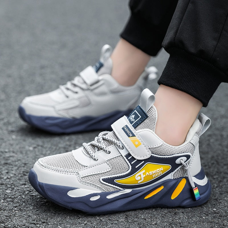 Boys Mesh Breathable Running Sports Kids Flat Casual Shoes Big Size 39 40 - GuGuTon