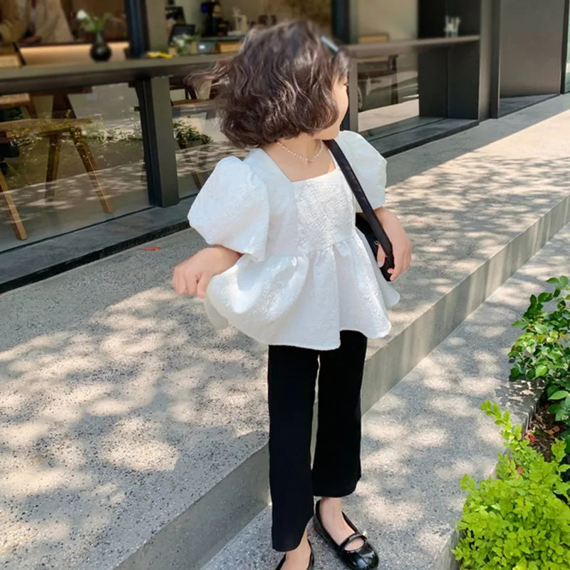 Ariadna Bubble Sleeve Sleeve Halter Decoration Solid Color