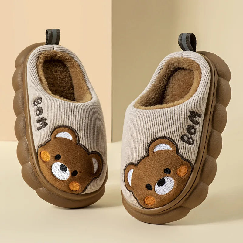 Autumn Winter Children Cotton Slippers Boys Toddler Indoor Anti Slip Warm Home Slipper