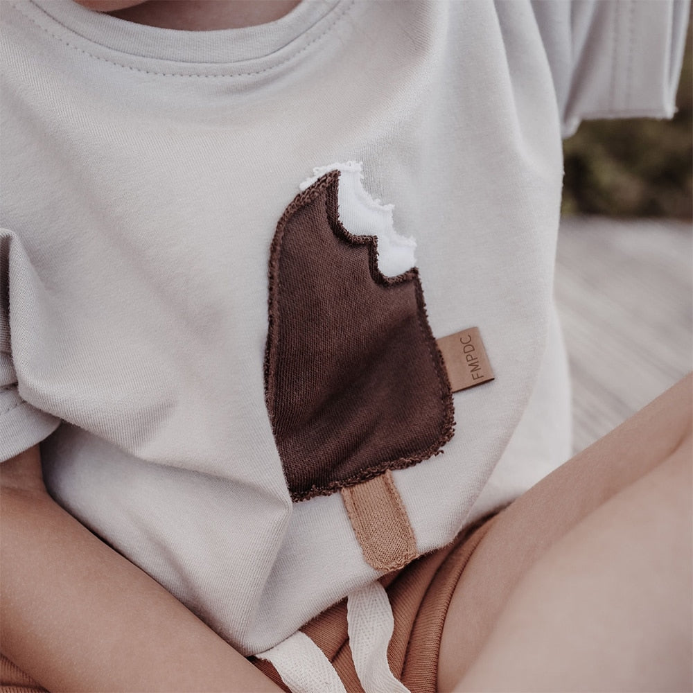 Jose Boys Pure Cotton Sleeve Summer Oversize Patch Popsicle - GuGuTon