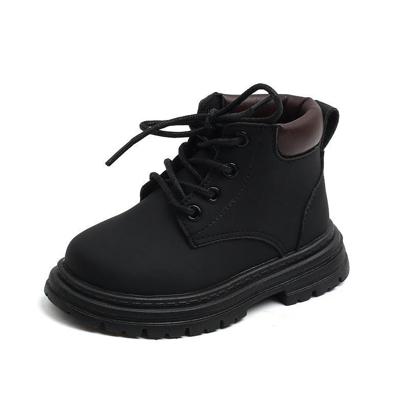 Boots with Fur 1-6 Years Boys Girls Leather Shoes with Plush - GuGuTon