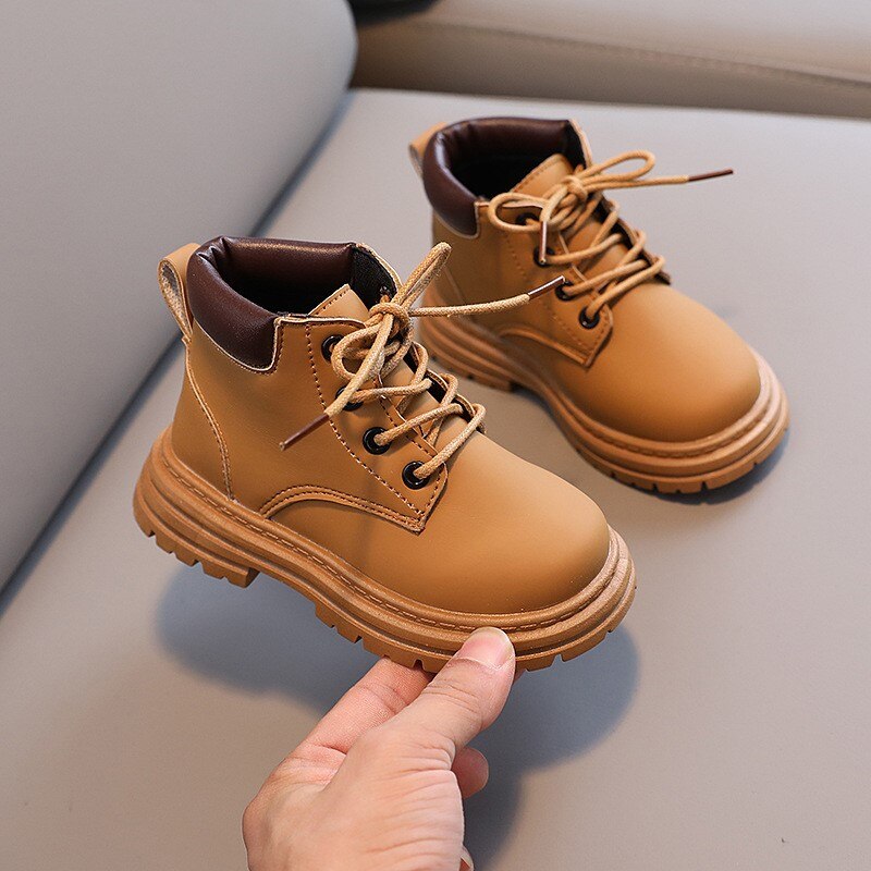 Boots with Fur 1-6 Years Boys Girls Leather Shoes with Plush - GuGuTon