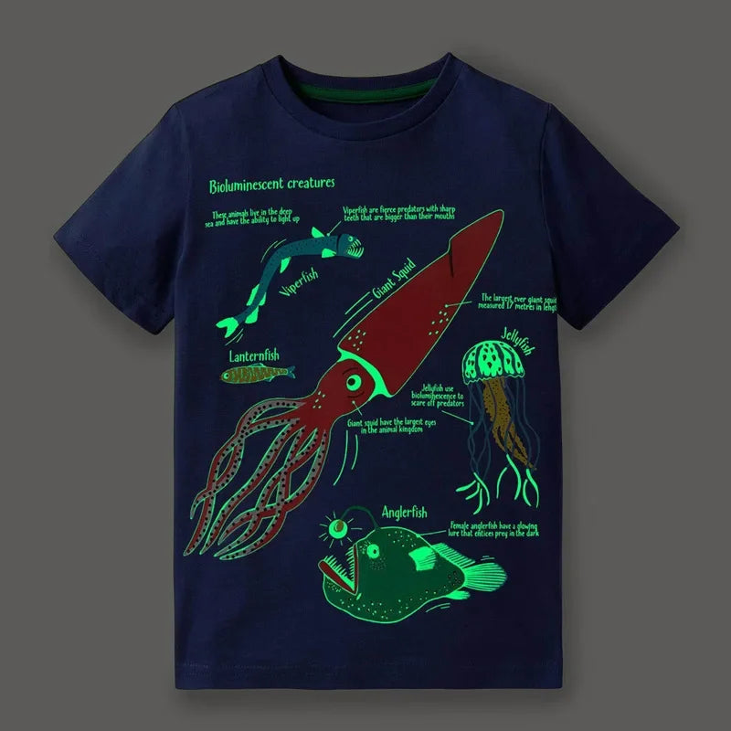 Juan Cartoon Shark Dinosaur Cotton Tees