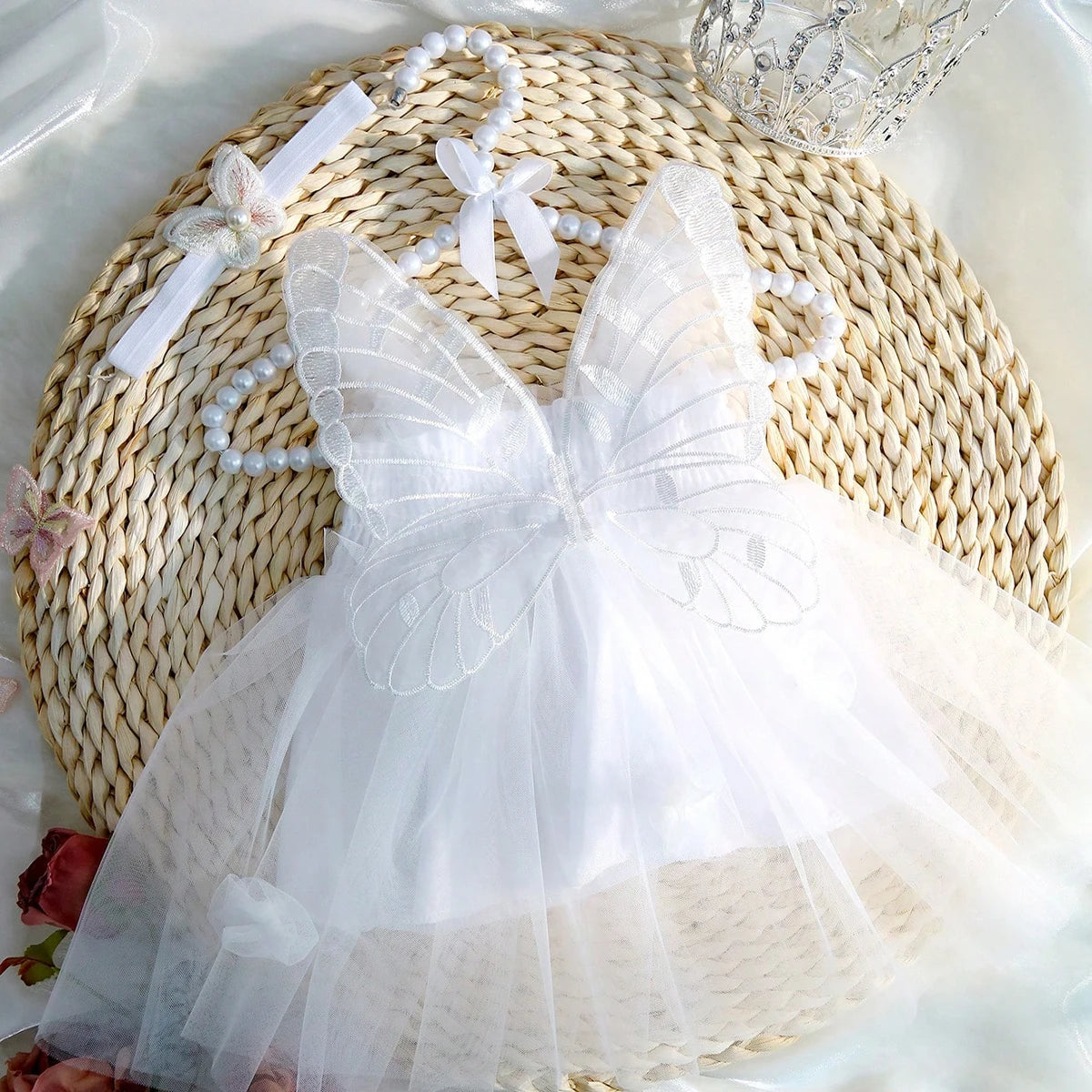 Brynn 2Pcs Newborn Girl Dress with Butterfly Wings
