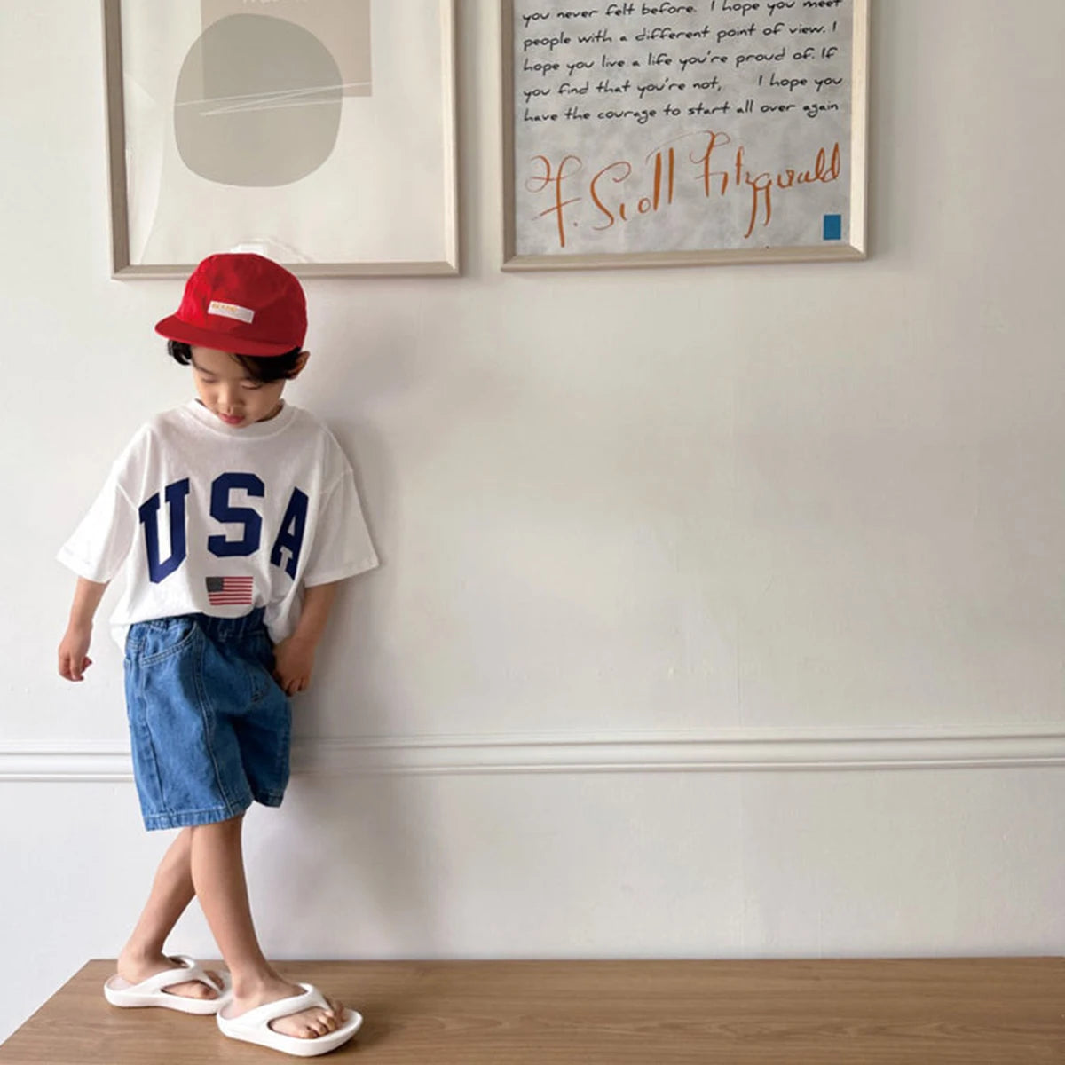 Emma Oversized USA Print Cotton Casual Tops Infant Outfit