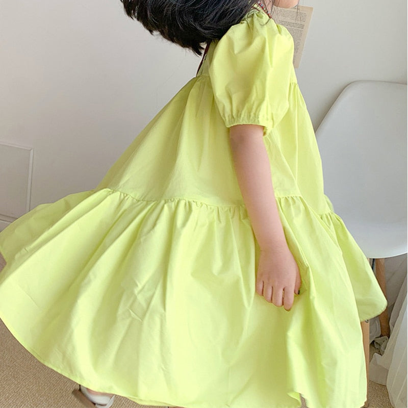 Naomi Summer Stitching Sleeved Dress Big Swing Edge Princess