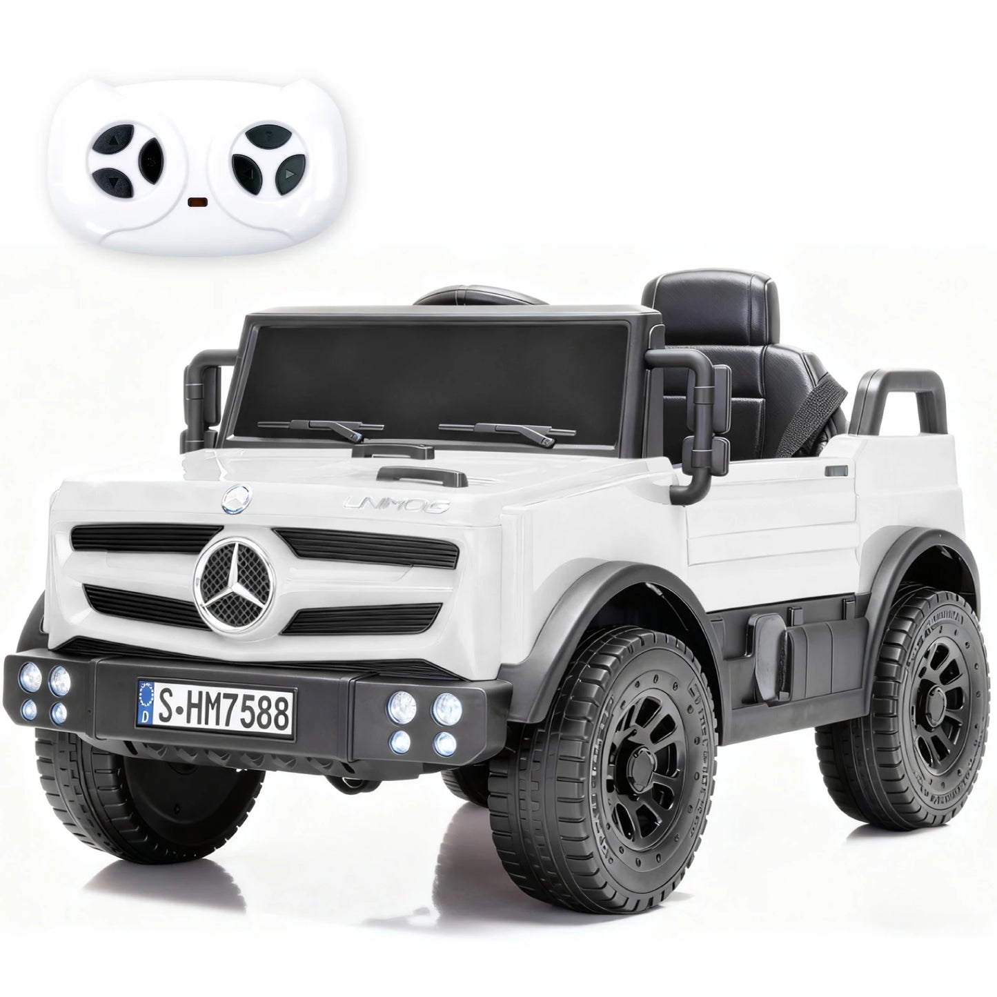 12V Mercedes-Benz Unimog Ride-On Car for Kids | Remote Control, LED Lights, Music Player & Safety Belt â Perfect Gift for Ages 3