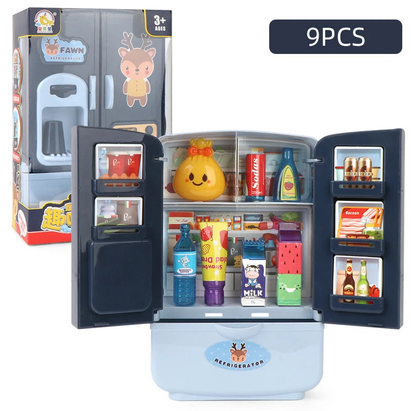 Mini Doll Fridge Furniture Kitchen Miniatures Refrigerator Role Playing Game Montessori Play Food Toys for Girls