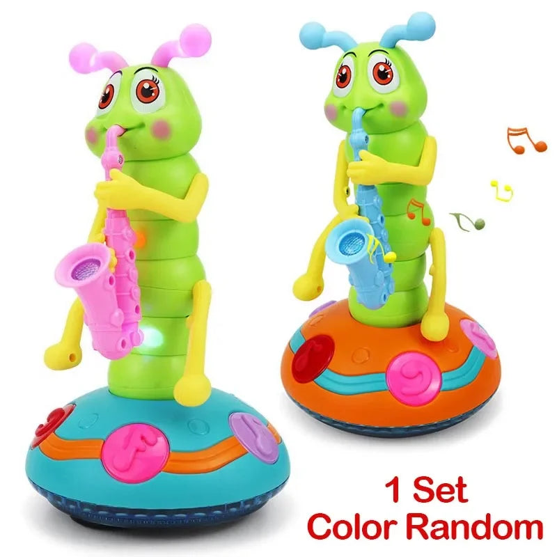 Children's LED Electric Caterpillar Saxophone Toys Wriggle Dancing Saxophone