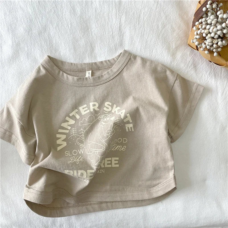 Ezra New Clothing Cartoon Letters Tees