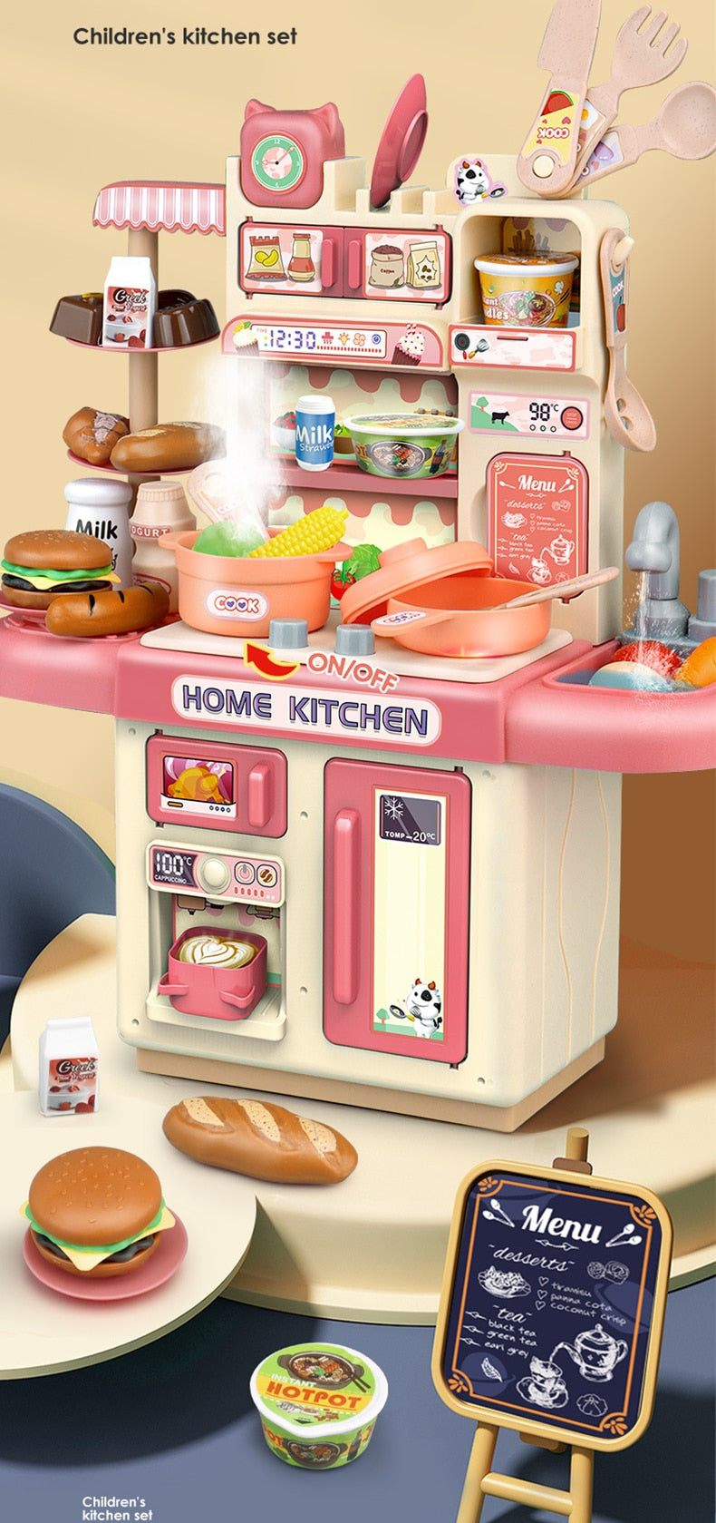 Large Children Simulation Kitchen Toy Lampligh Sound Effect - GuGuTon