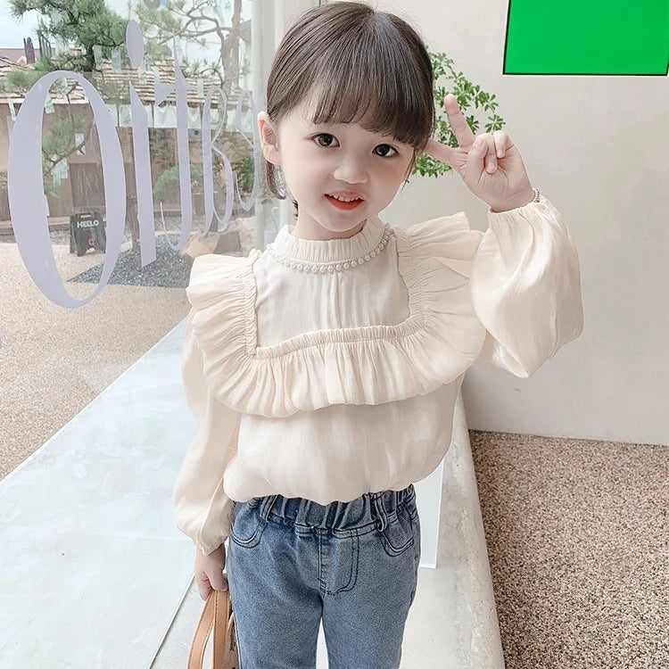 Candela Blouse Summer Striped Korean Baby Long Sleeve Tops