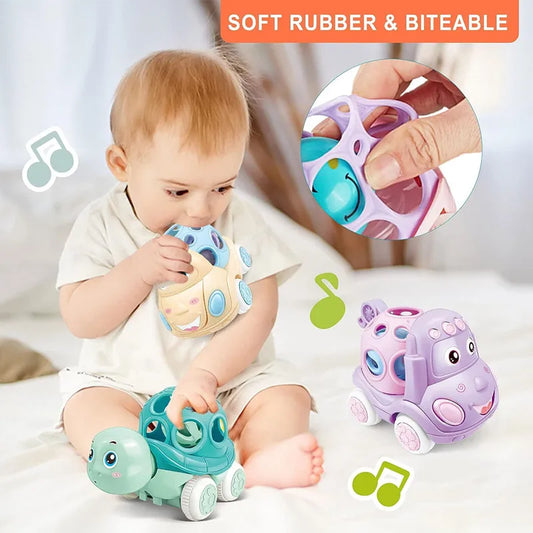 Baby Car Toys for 6 12 Months Friction Car Infant Soft Rubber Inertial Push and Go