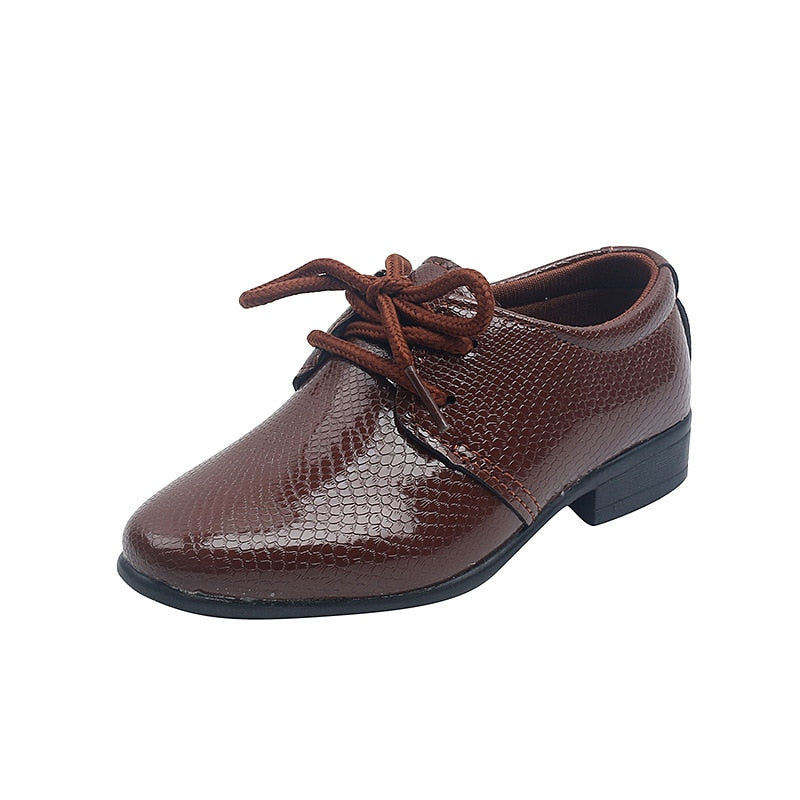 Child Boys Black Leather Shoes Britain Style for