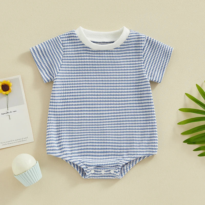 Darlin Baby Boy Summer Romper Colors Solid Striped Waffle