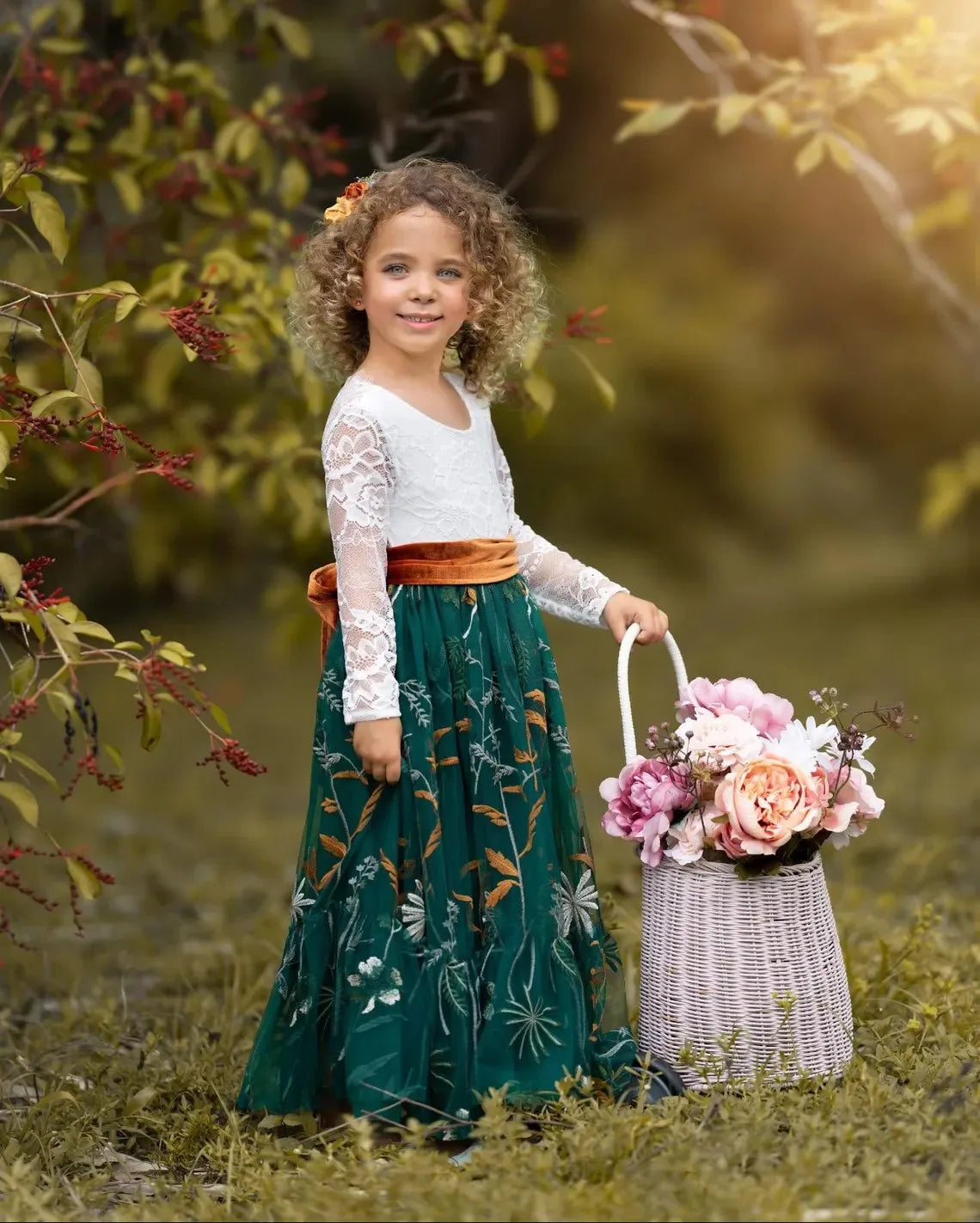 Children Girls Wedding Dress Crochet Lace Embroidery Kids Clothing Wear