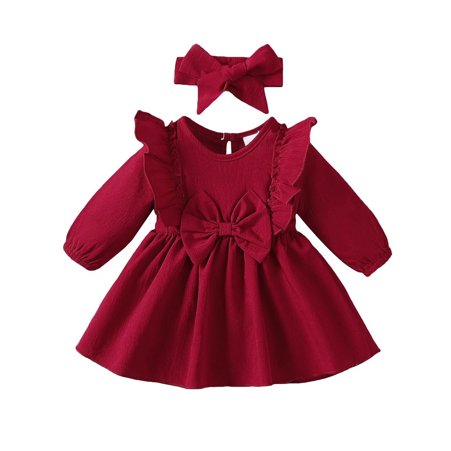 Della Christmas Dresses for Baby Girls - Long Sleeved with Bow
