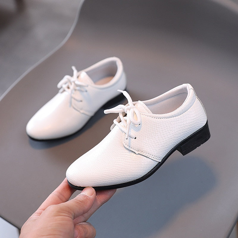 Child Boys Black Leather Shoes Britain Style for