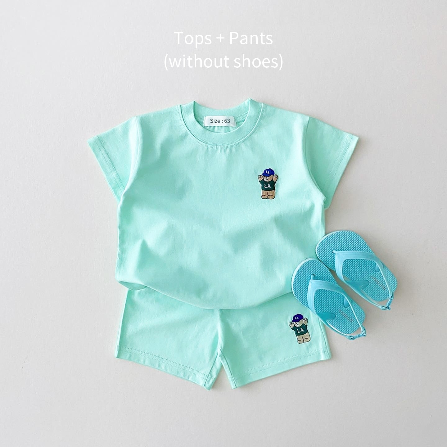 JOSH Summer Embroidered Bear T-shirts + Casual Shorts - GuGuTon