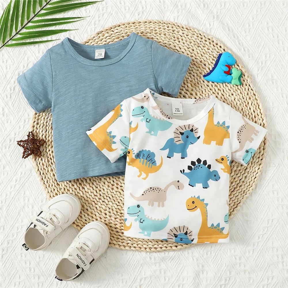Luca Cute Dinosaur Short Sleeve Casual T-shirt