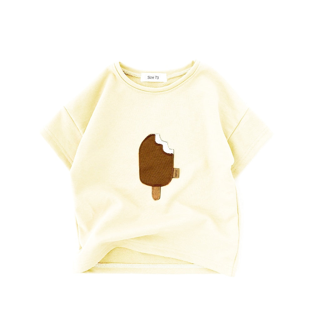 Jose Boys Pure Cotton Sleeve Summer Oversize Patch Popsicle - GuGuTon