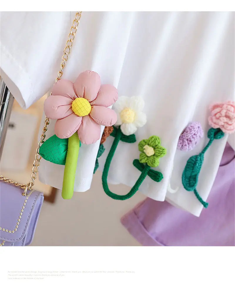 Aitana Three-dimensional Flower Decoration Sleeve Kids Clothes