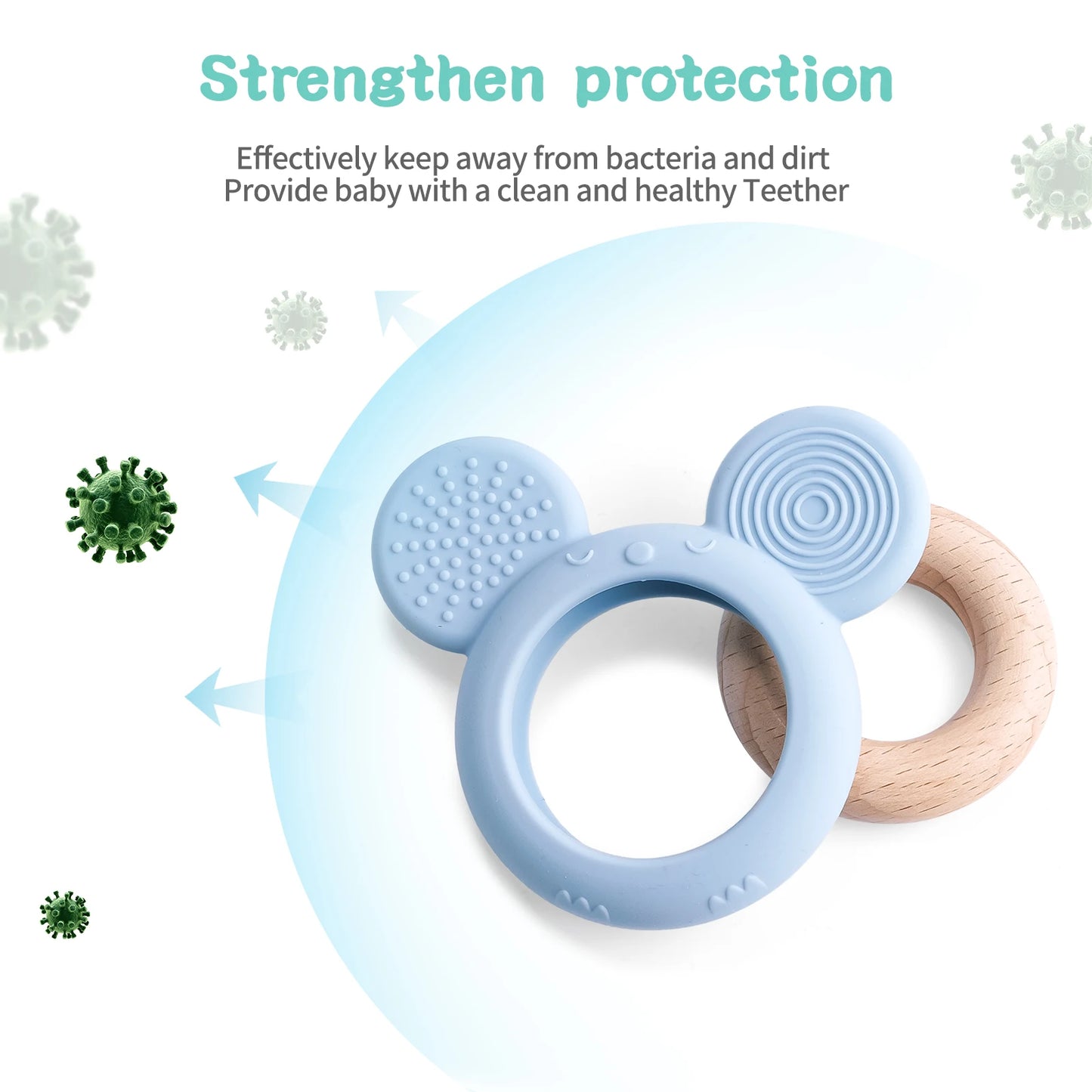1PCS Silicone Teether Baby Cartoon Frog Deer Teething Toys Necklace Pendant
