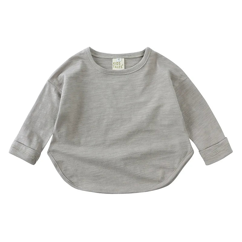 Alfredo Boy O-neck Solid Casual Long Sleeves Tees
