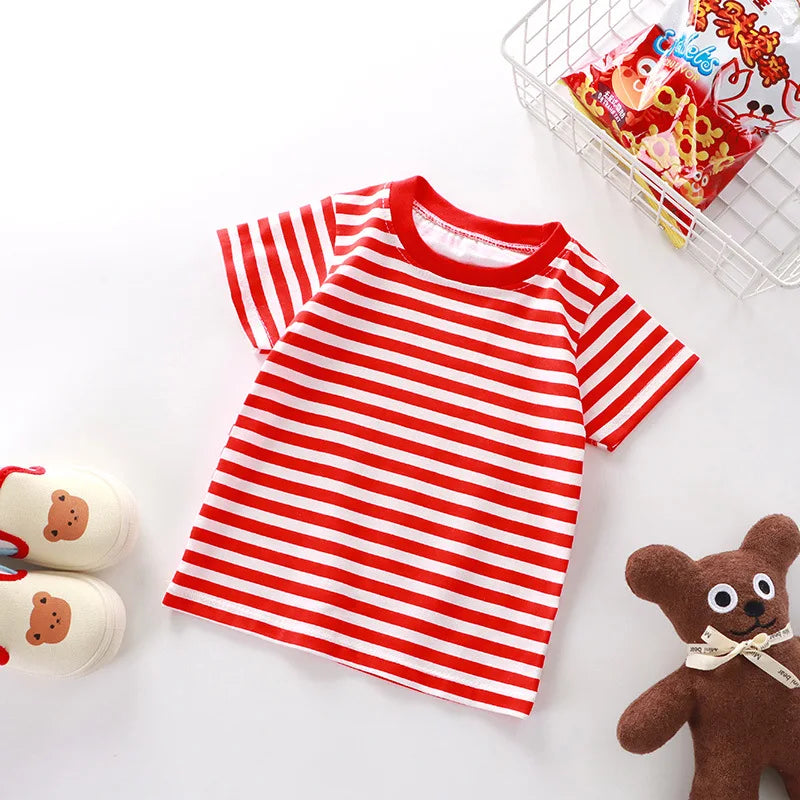 Isabella Girls summer New Striped Baby Thin Section
