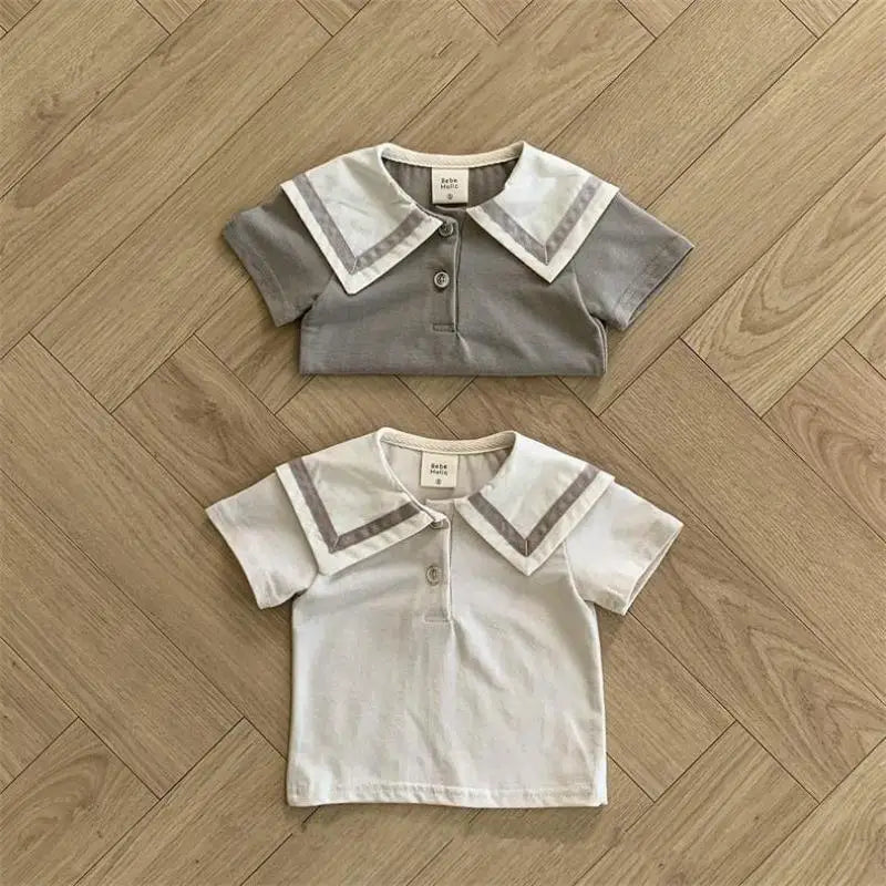 Jefrey Cotton Infant Boy Navy Solid Tops