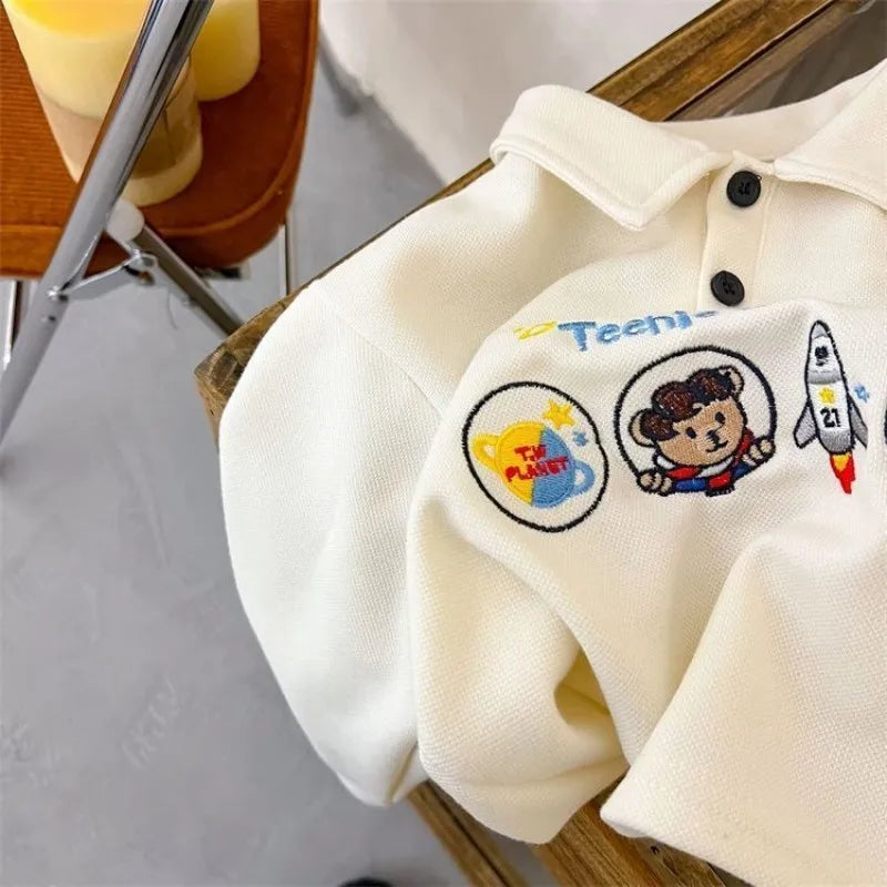 Gever Long Sleeve Polo Neck Loose Baby Sweater