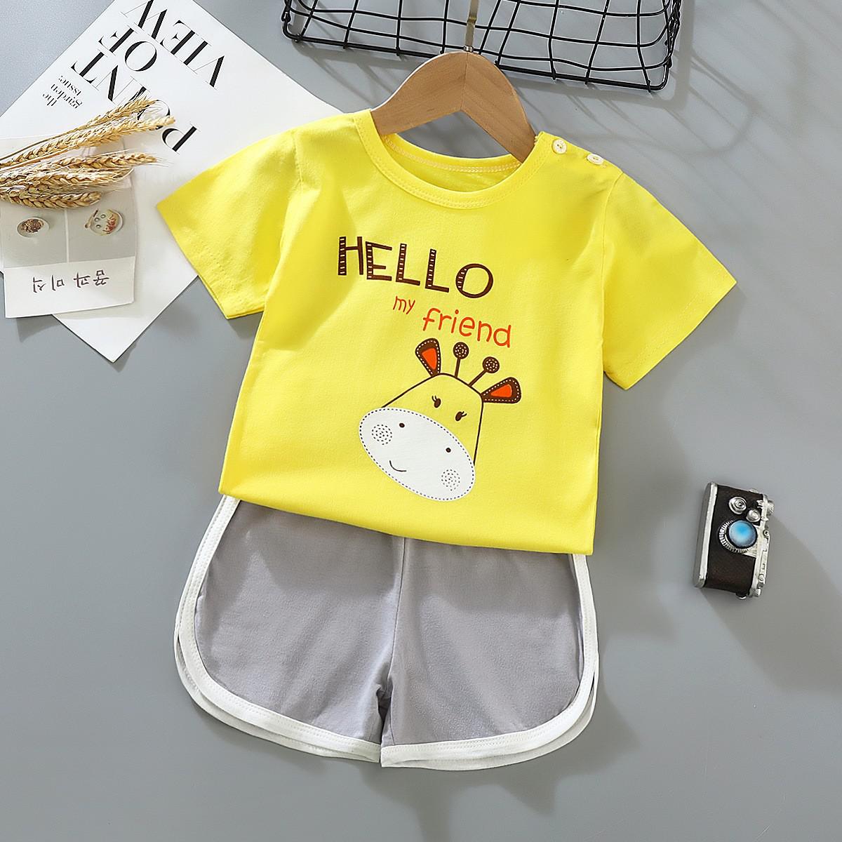 Steven Boys cartoon t-shirt and shorts set - GuGuTon